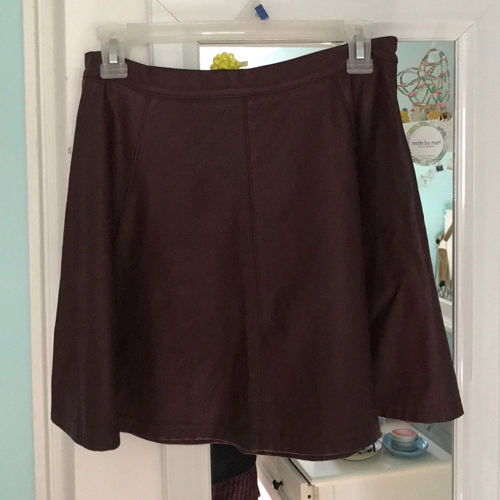 Maroon leather skater skirt